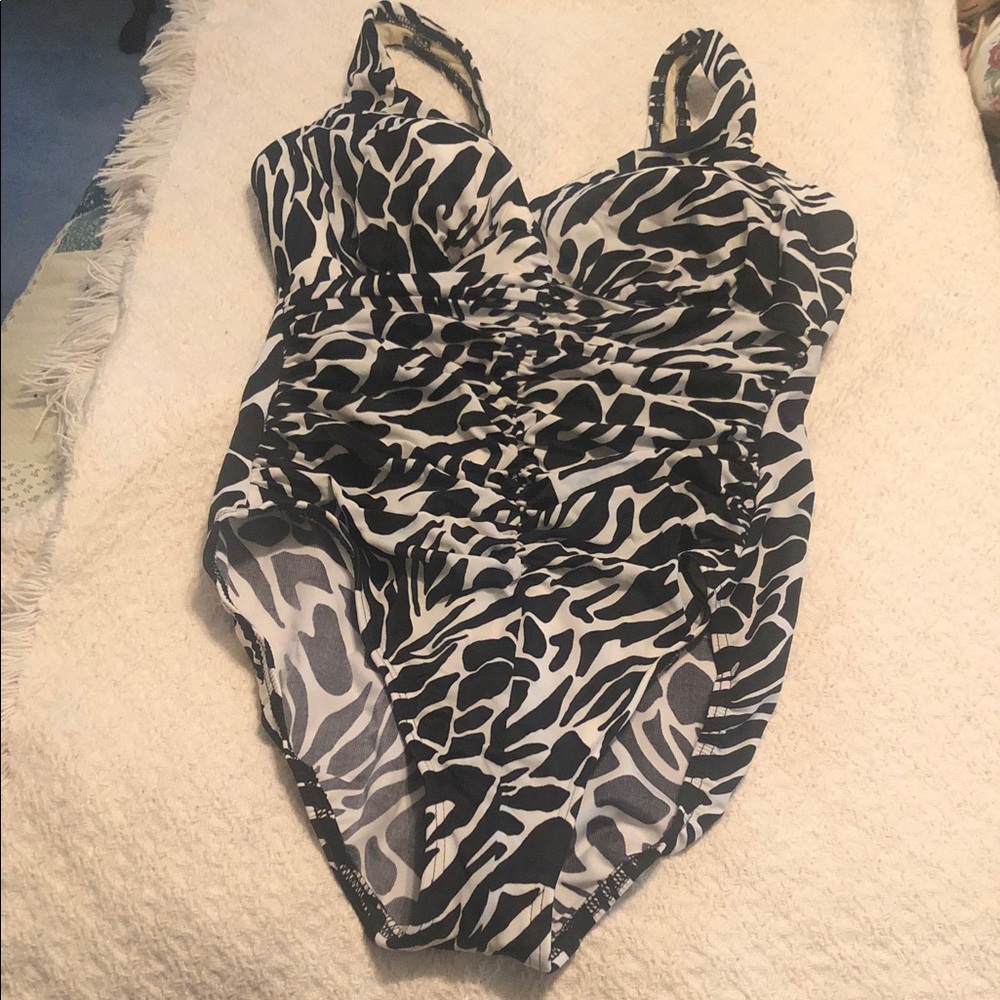 Miraclesuit Black and White Zebra-Pattern  One-Piece
